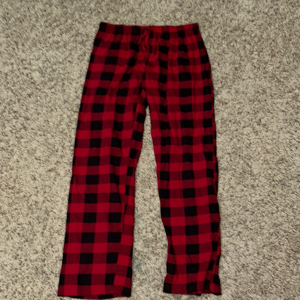 Red and black plaid pj pants